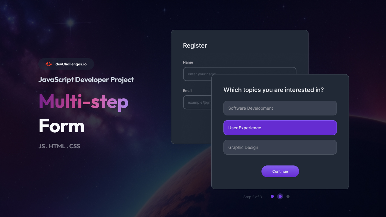 Multi Step Register Form Challenge JavaScript Project DevChallenges