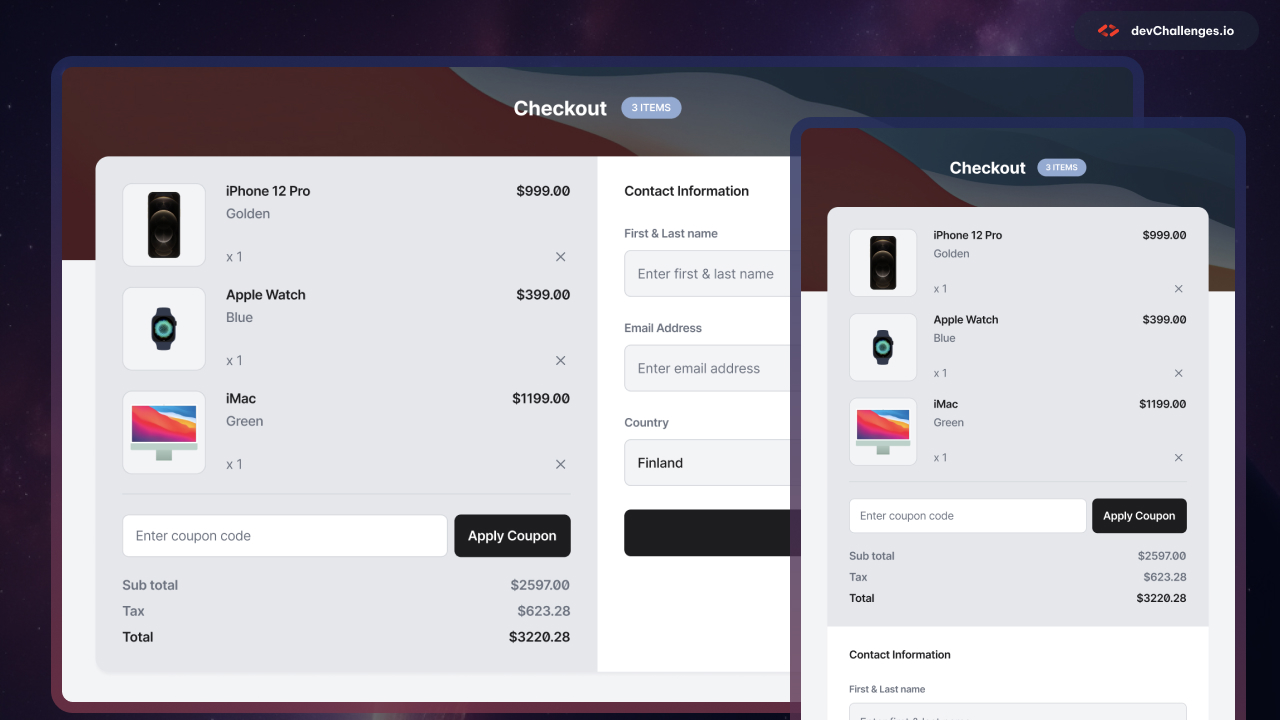 Apple Shop Checkout Page Challenge | HTML & CSS project | devChallenges